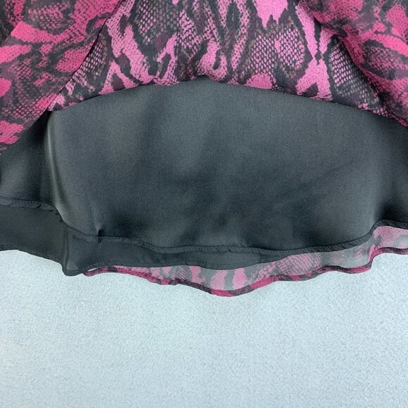 Lavender Brown Blouse Womens Small Silk Sleeveless Purple Black Animal Print - Picture 3 of 11